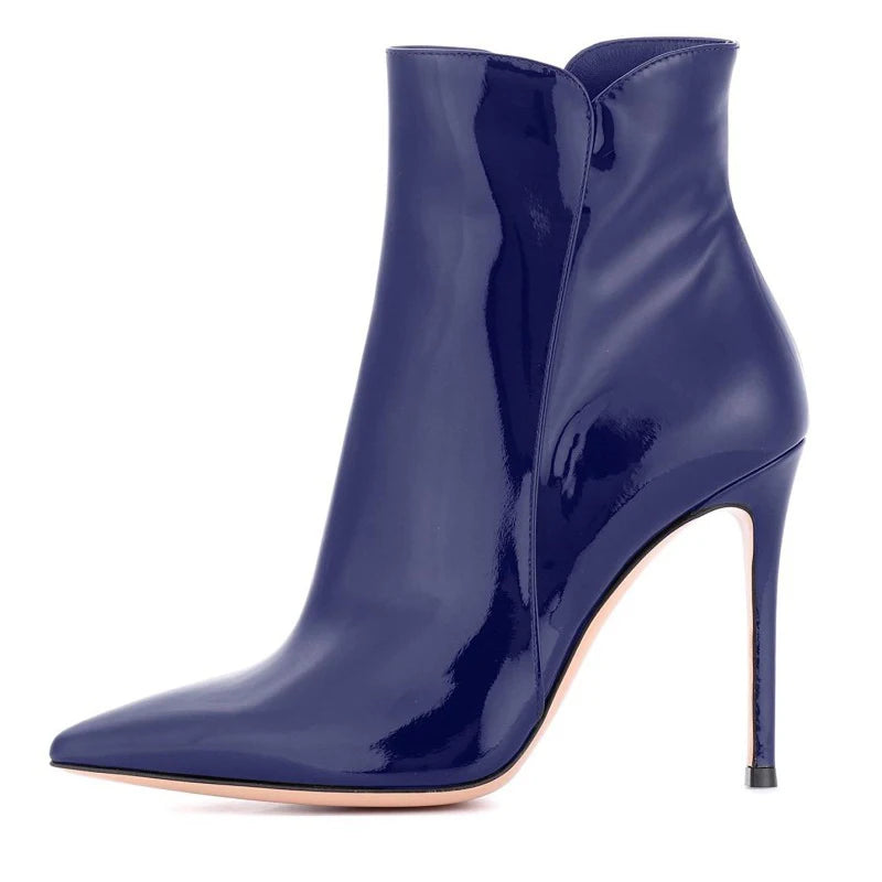 Large Size Factory Handmade Pointed Toe Stiletto High Heels Short Boots