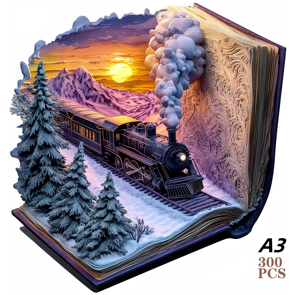 3D Train forest Wooden Jigsaw Puzzle For adult and kids 300pcs high challenge Educational Gift Interactive Games Puzzles Wood