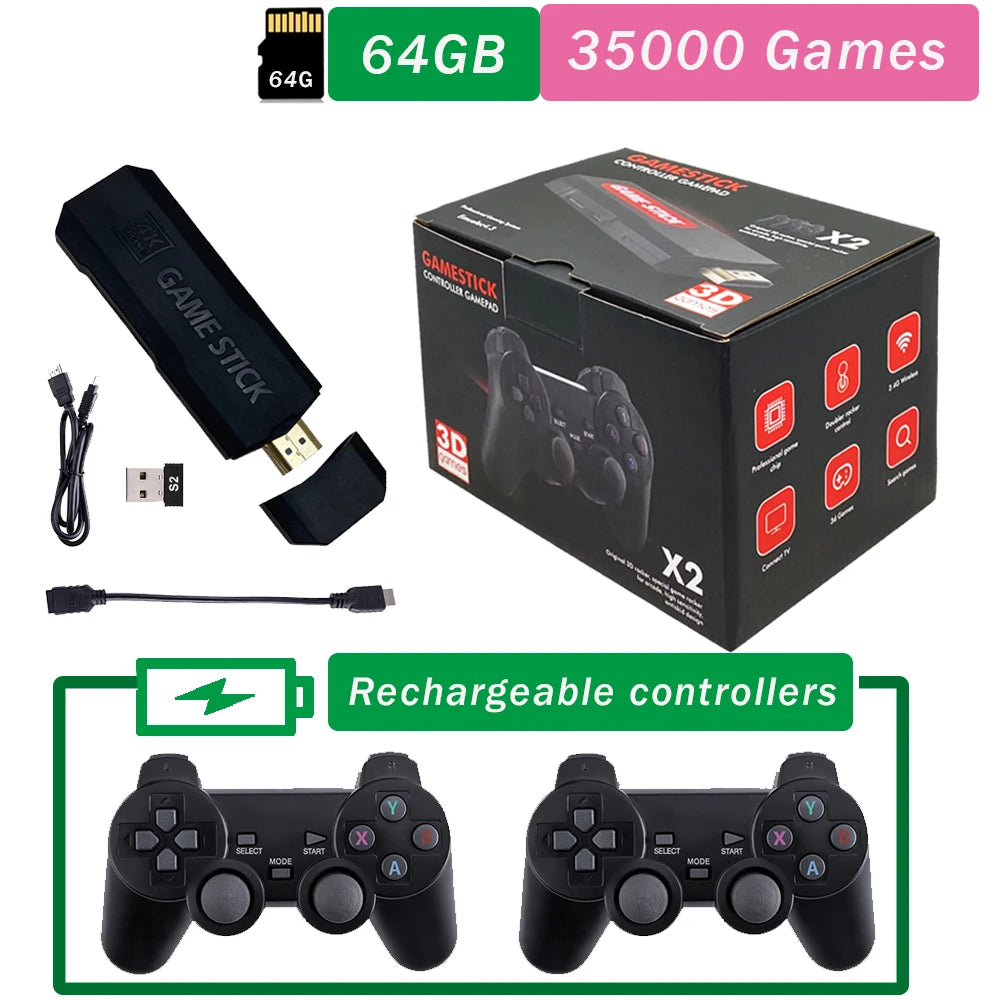 2024 NEW GD10 X2 Pro 4K HD Video Game Console 2.4G Double rechargeable Wireless Controller For 64GB 128G and 256G 58000 Games