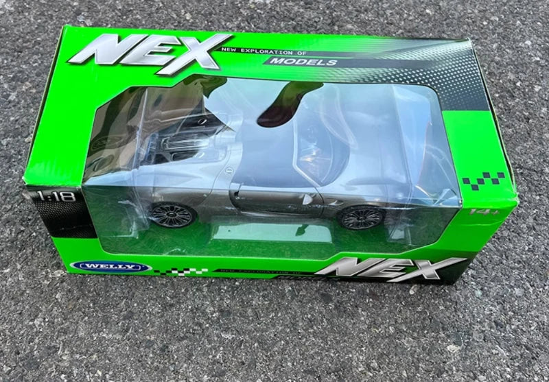 WELLY 1/18 Scale Porsche 918 SPYDER with Top Alloy Sports Car Model Collection Souvenir Static Display Ornaments Toy Gift
