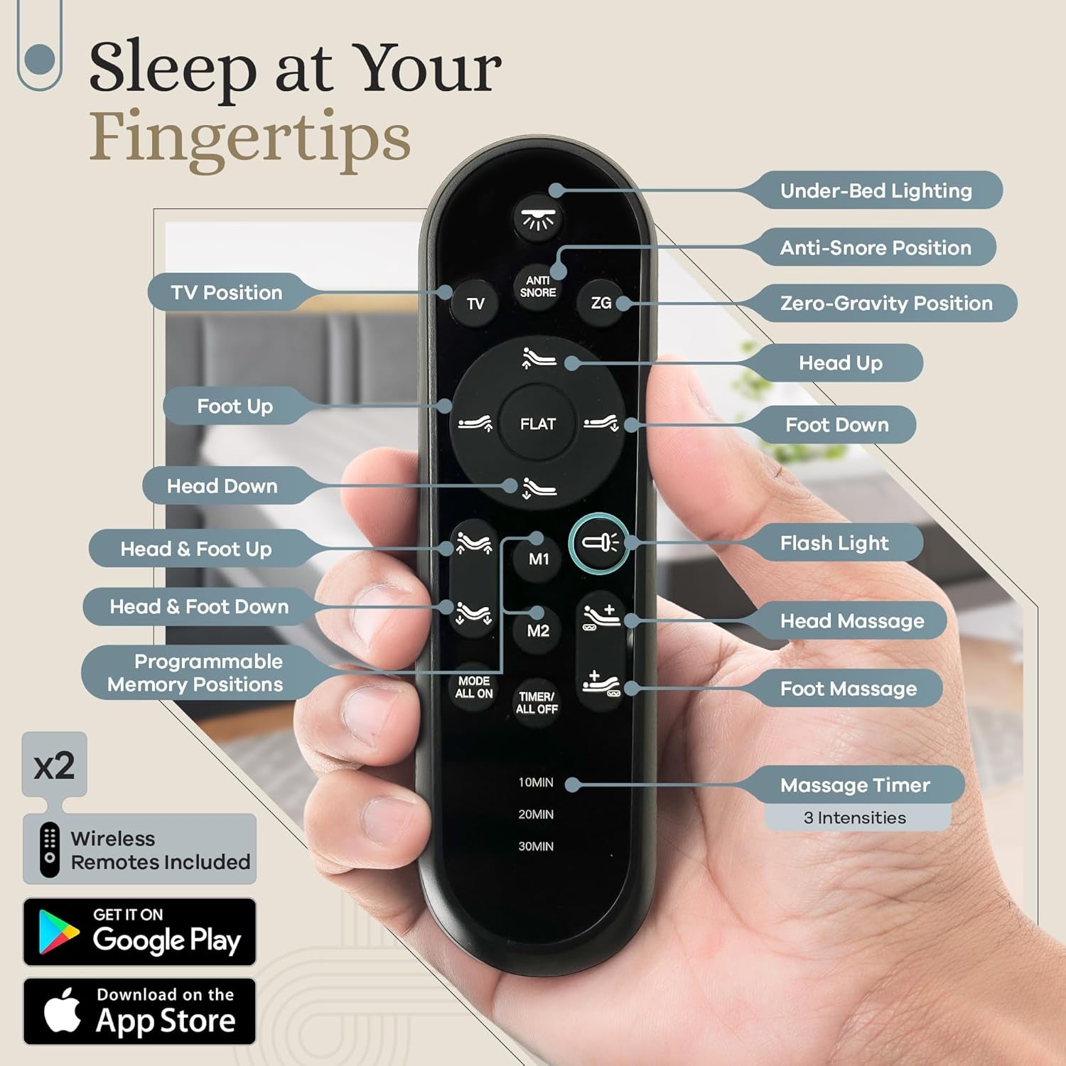 Classic Adjustable Bed Base, Head and Foot Lift, Massage, Under-Bed Lights, USB, Gel Memory, Zero Gravity Smart Frame - Split King + 14 Inch Hybrid Spring Matt (Medium Soft)