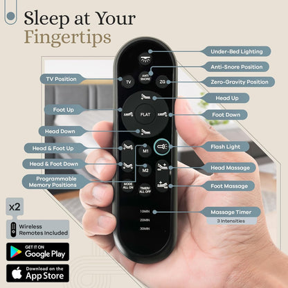 Classic Adjustable Bed Base, Head and Foot Lift, Massage, Under-Bed Lights, USB, Gel Memory, Zero Gravity Smart Frame - Split King + 14 Inch Hybrid Spring Matt (Medium Soft)