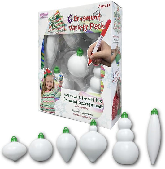 the Gift Box Ornament Decorator - 6 Count Ornament Refill for Gift Box Decorator Only | Ages 3 and up (Not Compatible with Treemendous Tree) [Cap Colors May Vary]