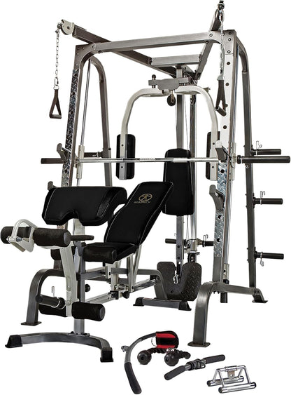 Smith Cage Workout Machine Full Body Strengthtraining Home Gym Equipment System with Leg Developer, Press Bar, PEC Deck, and Squat Rack