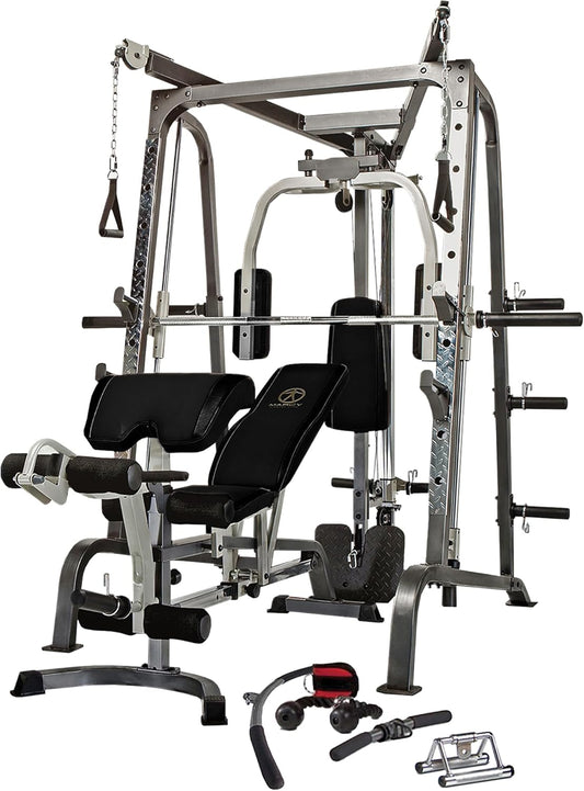 Smith Cage Workout Machine Full Body Strengthtraining Home Gym Equipment System with Leg Developer, Press Bar, PEC Deck, and Squat Rack