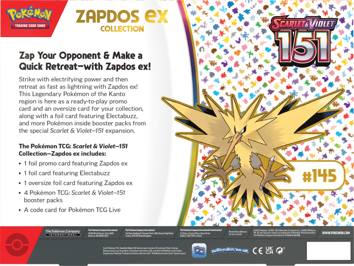 Trading Card Games Scarlet & Violet 3.5 151 Collection Zapdos Ex - 4  Tgc Scarlet & Violet—151 Booster Packs