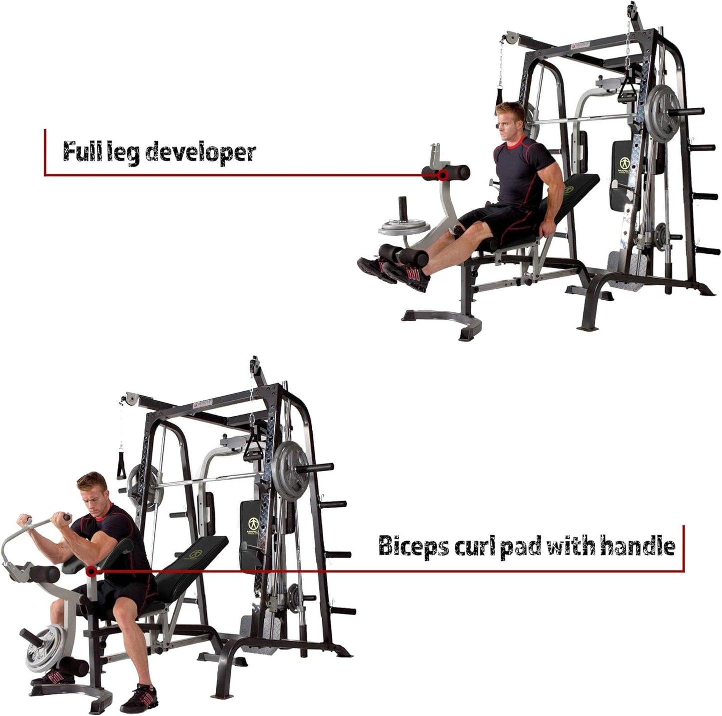 Smith Cage Workout Machine Full Body Strengthtraining Home Gym Equipment System with Leg Developer, Press Bar, PEC Deck, and Squat Rack