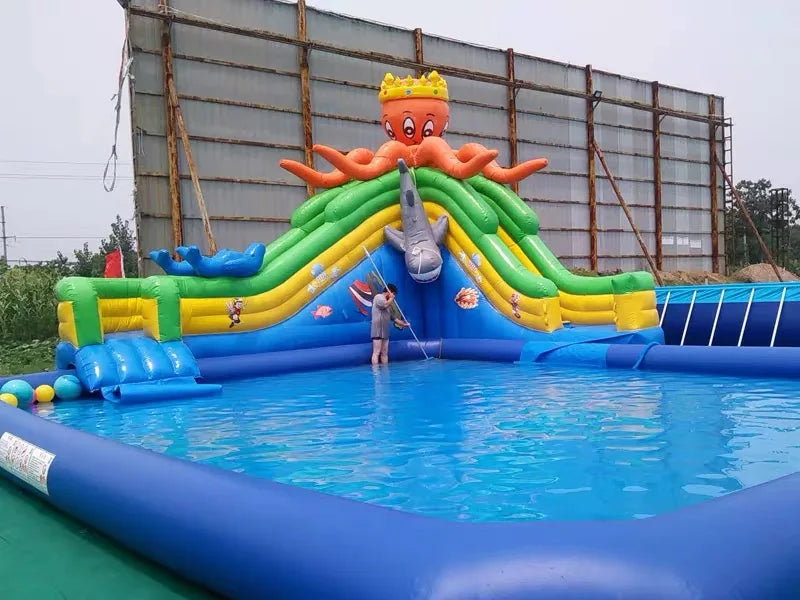 Kids Playground PVC Inflatable Water Slide Commercial Outdoor Large Inflatable Water Playground With Large Swimming Pool