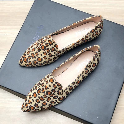 Women Flats Pointed Toe Solid Color Black Flats for Women Dressy Comfort Foldable Flats for Women Leopard Brown Flat Heel Shoes