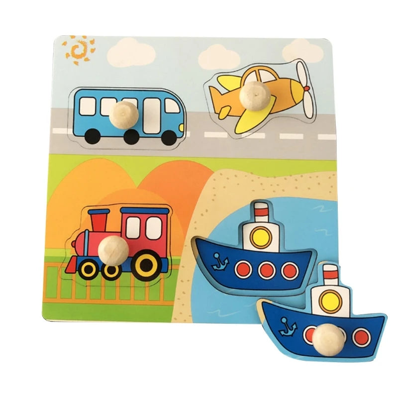 Kids Montessori 3D Wooden Puzzle Hands Grab Child Puzzle Educational Learning Toys Baby Games Puzzles For Kids 1 2 3 Years Old