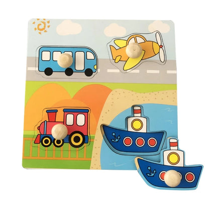 Kids Montessori 3D Wooden Puzzle Hands Grab Child Puzzle Educational Learning Toys Baby Games Puzzles For Kids 1 2 3 Years Old