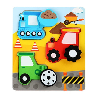 Kids Montessori 3D Wooden Puzzle Hands Grab Child Puzzle Educational Learning Toys Baby Games Puzzles For Kids 1 2 3 Years Old