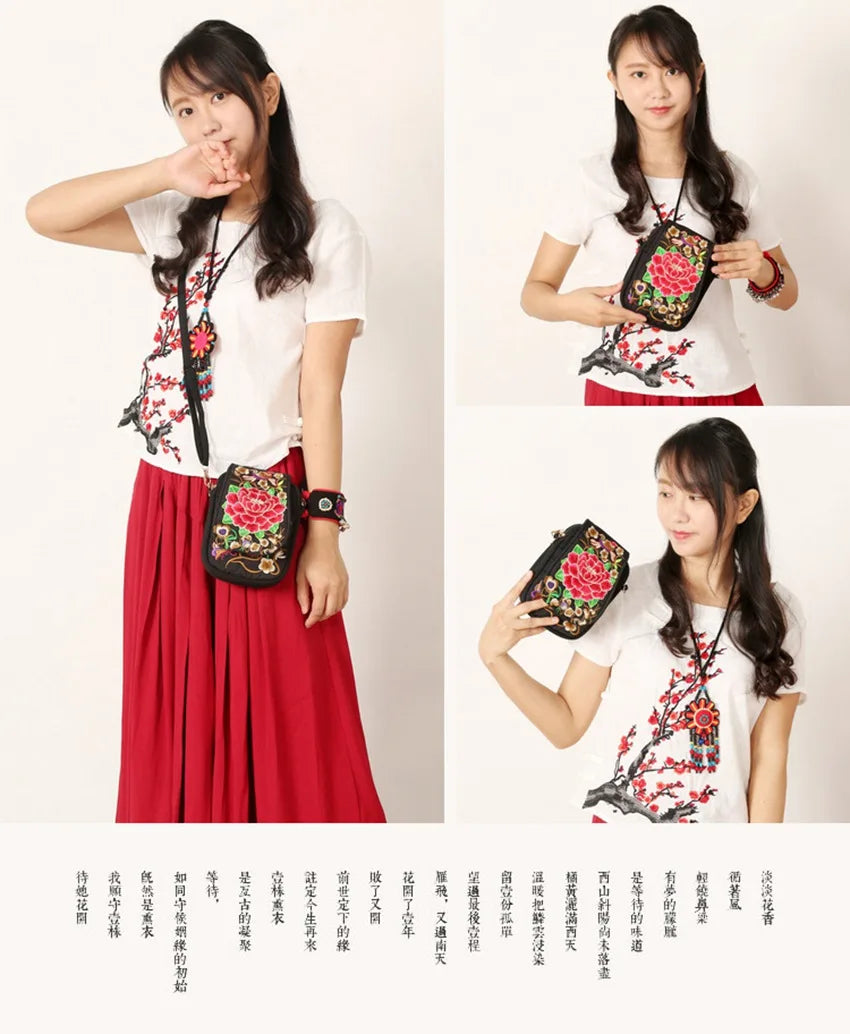 Chinese style new Yunnan national wind flip embroidered bag features embroidery mini packet mobile phone bag