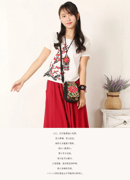 Chinese style new Yunnan national wind flip embroidered bag features embroidery mini packet mobile phone bag