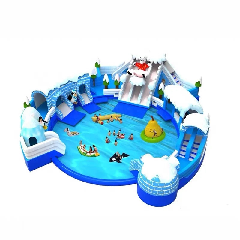 Kids Playground PVC Inflatable Water Slide Commercial Outdoor Large Inflatable Water Playground With Large Swimming Pool