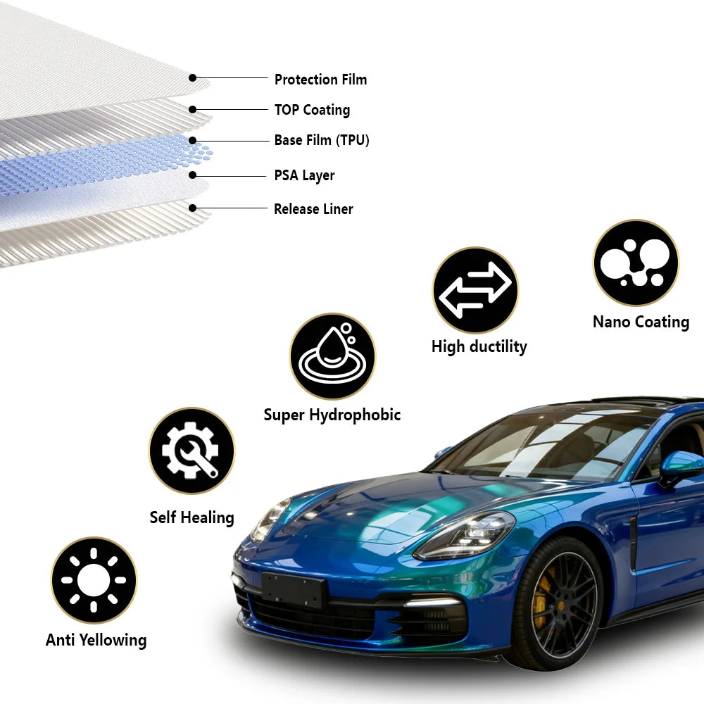 Factory Wholesale Auto Vinyl Body Wrap Sticker Rolls Red TPU Color PPF Paint protection Film Self Healing Anti Scratch Car Film