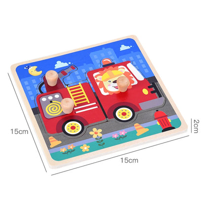 Kids Montessori 3D Wooden Puzzle Hands Grab Child Puzzle Educational Learning Toys Baby Games Puzzles For Kids 1 2 3 Years Old
