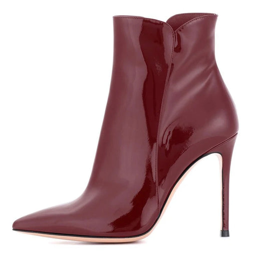 Large Size Factory Handmade Pointed Toe Stiletto High Heels Short Boots