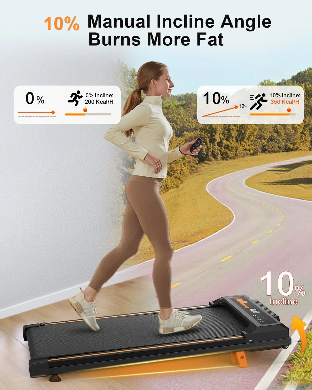 Durable 265lbs  Home Gym Use Walking Pad Treadmill Foldable Portable Underdesk Sofa Mini Fitness Machine Treadmill