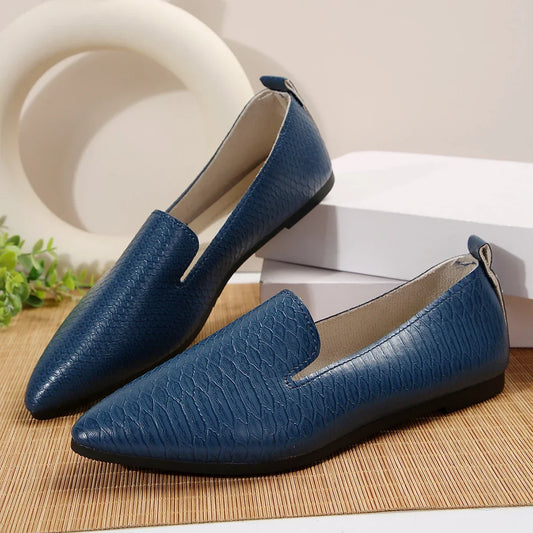 Pop 2024 Spring And Autumn New Le Fu Shoes Solid Color Pointed Casual Flat Bottom Fashion Women's Flat Bottom Shoes Size 36-43