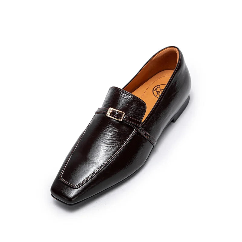 CHCH Women's Flat Shoes 2024 Autumn New Beige Brand Cow Leather Business Women's Leather Shoes