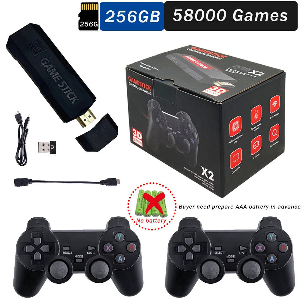 2024 NEW GD10 X2 Pro 4K HD Video Game Console 2.4G Double rechargeable Wireless Controller For 64GB 128G and 256G 58000 Games