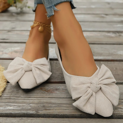 Women Flats Shoes Summer New Bow Pointed Toe Female Loafers Walking Fashion Sneakers Casual Shallow Breathable Shoes for Women