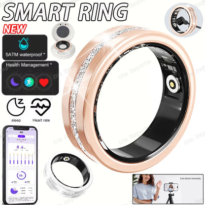 Diamond Fashion Women Smart Ring With Box IP68 Waterproof Lady ring Heart Rate Health Monitor Sports Pedometer Fitness Rings New