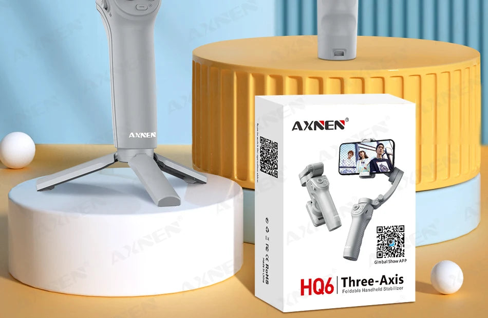 HQ6 3-Axis Handheld Gimbal Mobile Phone Shooting Stabilizer with Fill Light, Zoom, Face Tracking, Animal Following for Cellphone