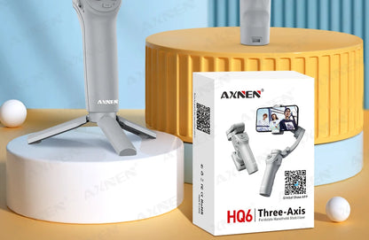 HQ6 3-Axis Handheld Gimbal Mobile Phone Shooting Stabilizer with Fill Light, Zoom, Face Tracking, Animal Following for Cellphone