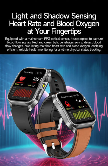 2025New 650nm Laser Conditioning Sapphire Glass Smart Watch Men ECG Heart Rate Micro Physical Exam Health Smartwatch Temperature