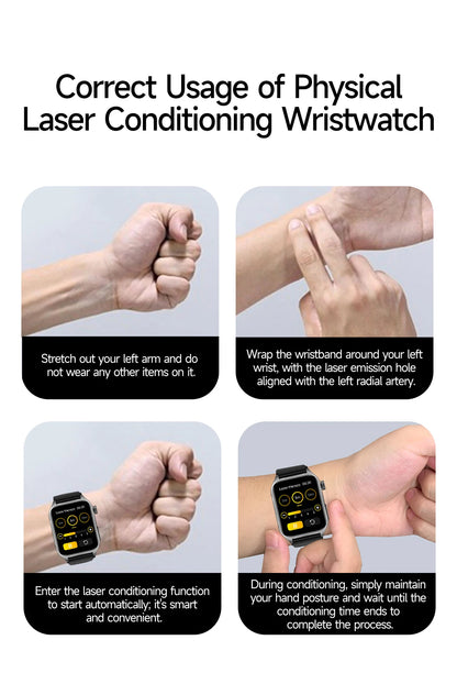 2025New 650nm Laser Conditioning Sapphire Glass Smart Watch Men ECG Heart Rate Micro Physical Exam Health Smartwatch Temperature