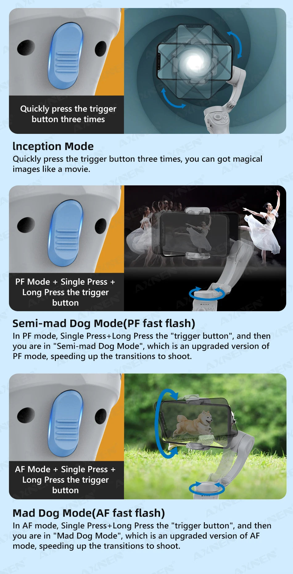 HQ6 3-Axis Handheld Gimbal Mobile Phone Shooting Stabilizer with Fill Light, Zoom, Face Tracking, Animal Following for Cellphone