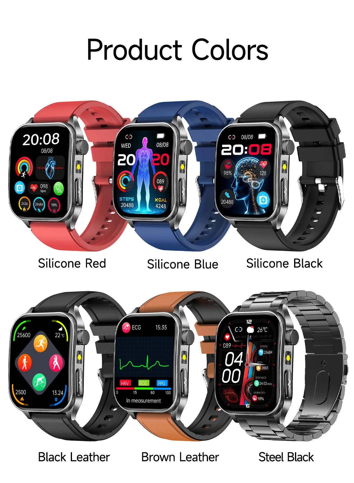 2025New 650nm Laser Conditioning Sapphire Glass Smart Watch Men ECG Heart Rate Micro Physical Exam Health Smartwatch Temperature