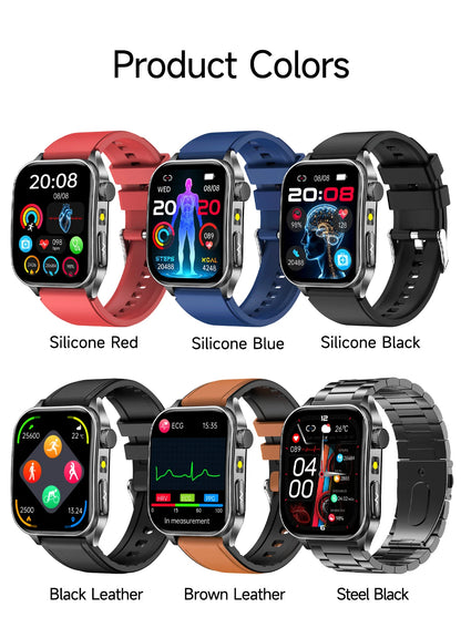 2025New 650nm Laser Conditioning Sapphire Glass Smart Watch Men ECG Heart Rate Micro Physical Exam Health Smartwatch Temperature