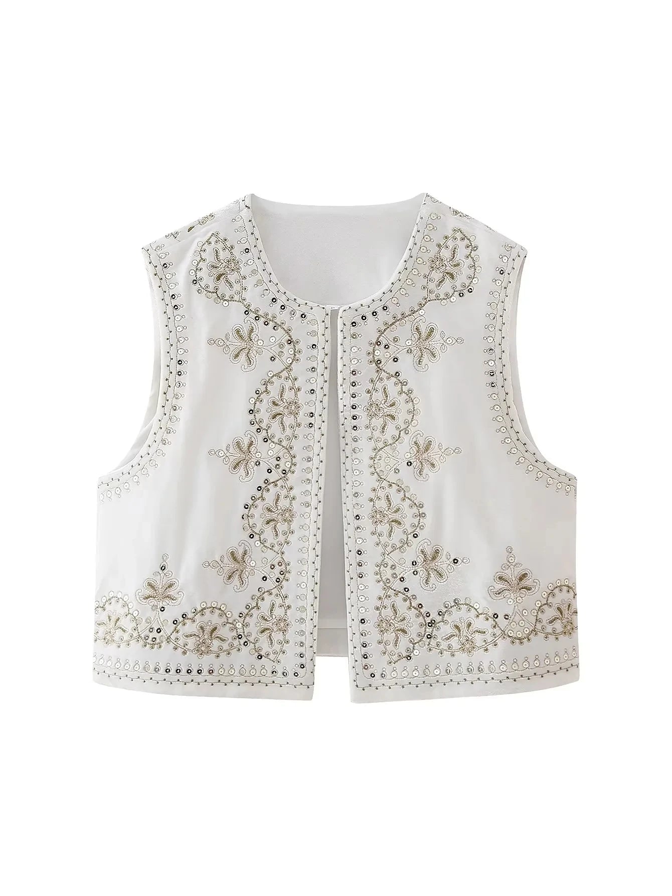 Vintage Autumn Velvet Embroidered Vest Sleeveless Jacket Women V Neck Chic Waistcoats Female Fashion Vests Coat 2023