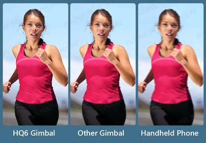 HQ6 3-Axis Handheld Gimbal Mobile Phone Shooting Stabilizer with Fill Light, Zoom, Face Tracking, Animal Following for Cellphone