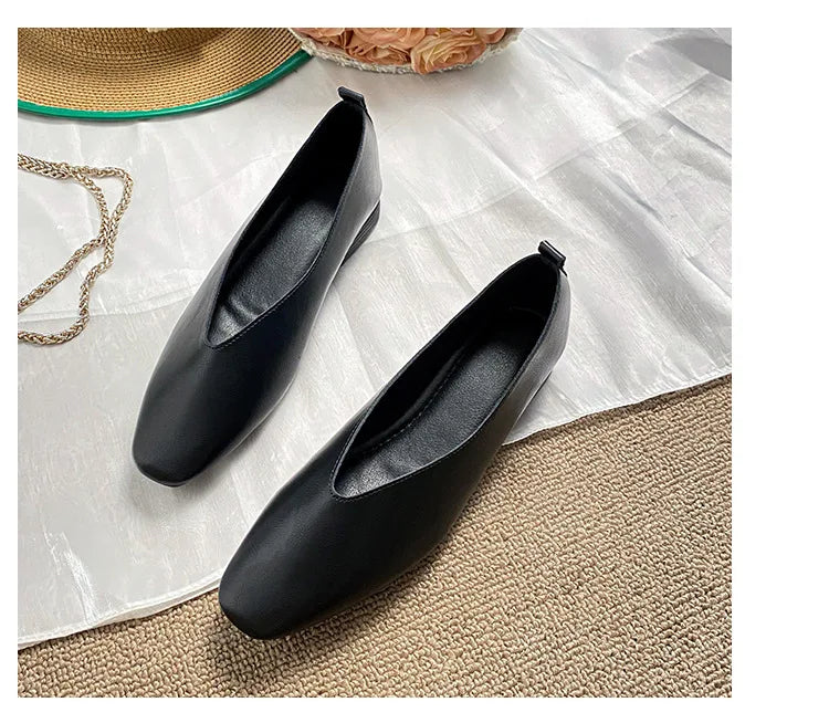 Woman Elegant Summer French Square Toe Green Mary Janes Cute Casual Flats Female Retro Shoes Low Heeled Soft Soled Flat Shoes