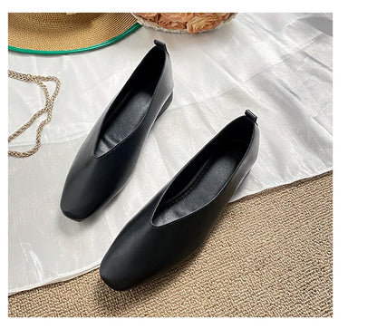 Woman Elegant Summer French Square Toe Green Mary Janes Cute Casual Flats Female Retro Shoes Low Heeled Soft Soled Flat Shoes