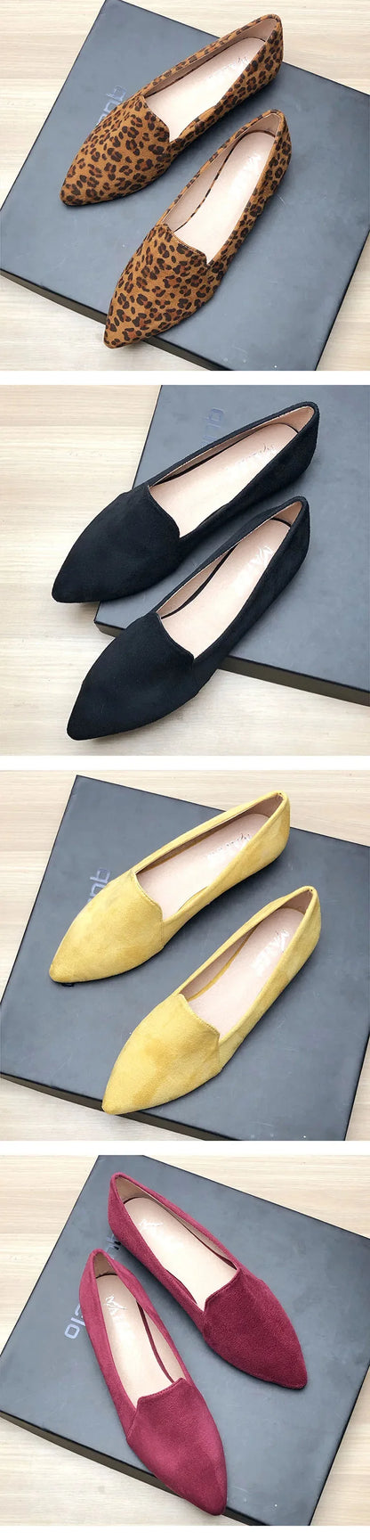 Women Flats Pointed Toe Solid Color Black Flats for Women Dressy Comfort Foldable Flats for Women Leopard Brown Flat Heel Shoes