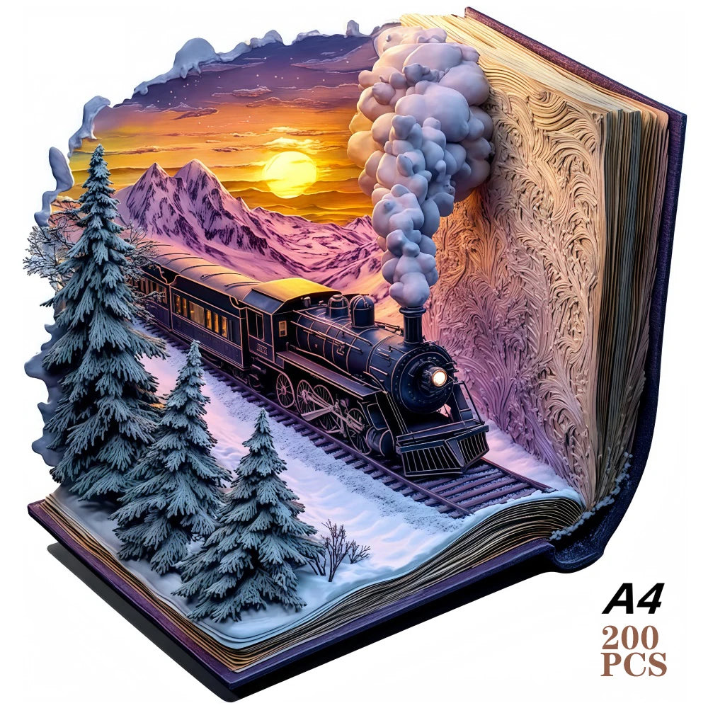 3D Train forest Wooden Jigsaw Puzzle For adult and kids 300pcs high challenge Educational Gift Interactive Games Puzzles Wood