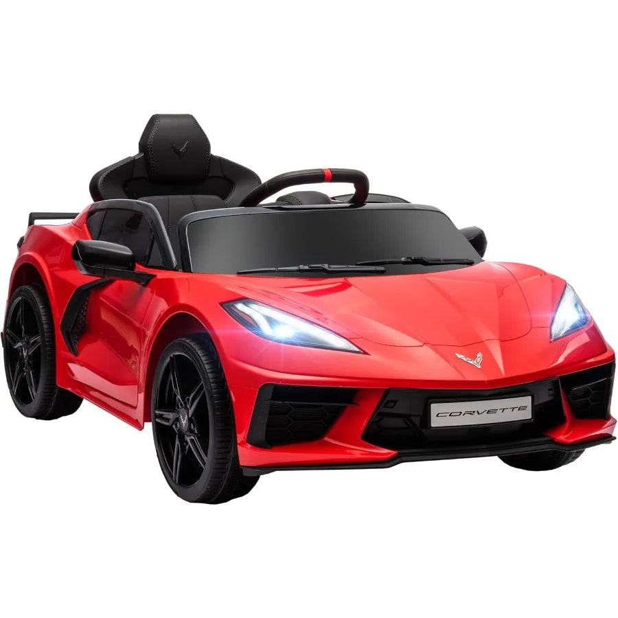 Electric Car, 12V Licensed Kids Car with Parent Remote Control, Suspension System, Headlight, Slow Start, Toddler Ride On Car fo