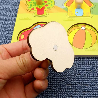 Kids Montessori 3D Wooden Puzzle Hands Grab Child Puzzle Educational Learning Toys Baby Games Puzzles For Kids 1 2 3 Years Old