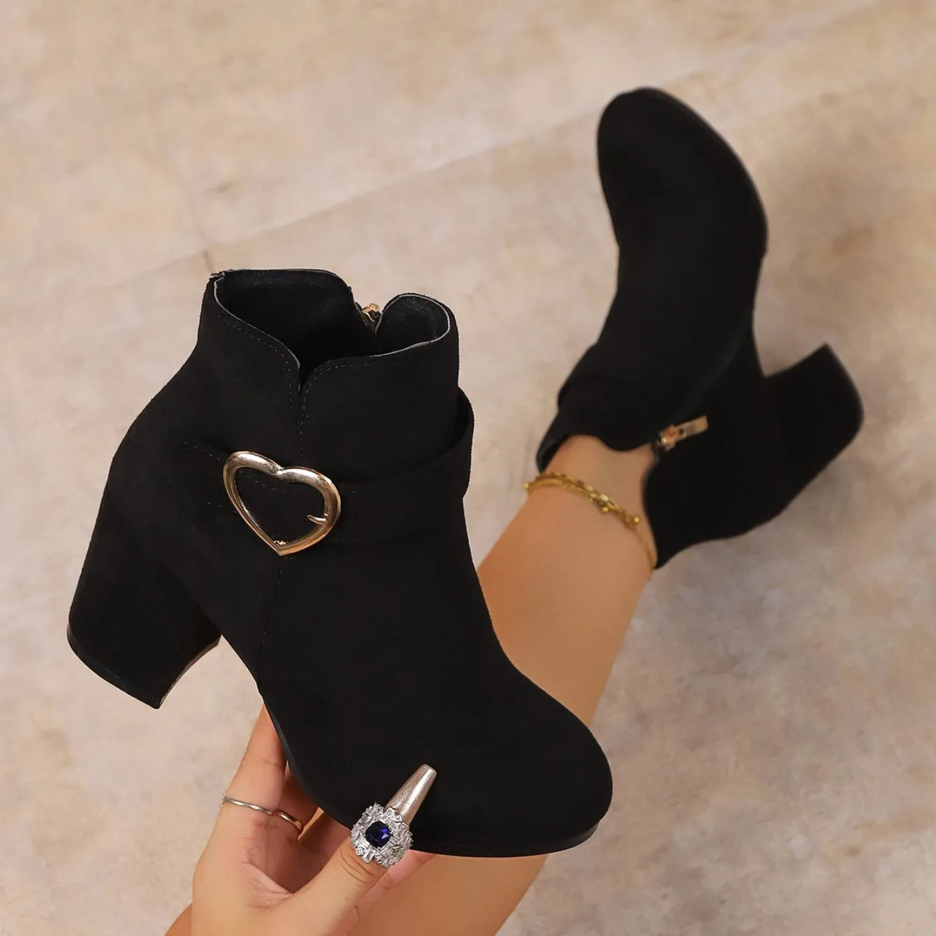 2025 New Women Anti-slip Ankle Boots Platform Zipper High Heels Short Boots Comfortable Designer Shoes Women Zapatos De Mujer