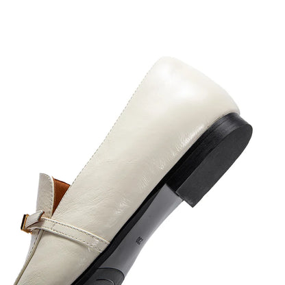 CHCH Women's Flat Shoes 2024 Autumn New Beige Brand Cow Leather Business Women's Leather Shoes