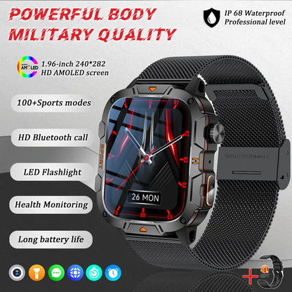 2025 New For Xiaomi Military Grade Smart Watch Men 1.96" AMOLED Screen 5ATM Waterproof Sports Fitness Tracker BT Call Smartwatch