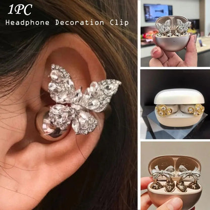 1PC DIY Headphone Diameter Buckle Zircon Decorative Headphone Decoration Clip Removeable Easy to Install Earbud Accessories