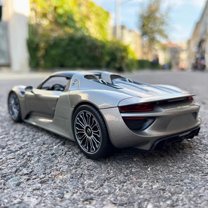 WELLY 1/18 Scale Porsche 918 SPYDER with Top Alloy Sports Car Model Collection Souvenir Static Display Ornaments Toy Gift
