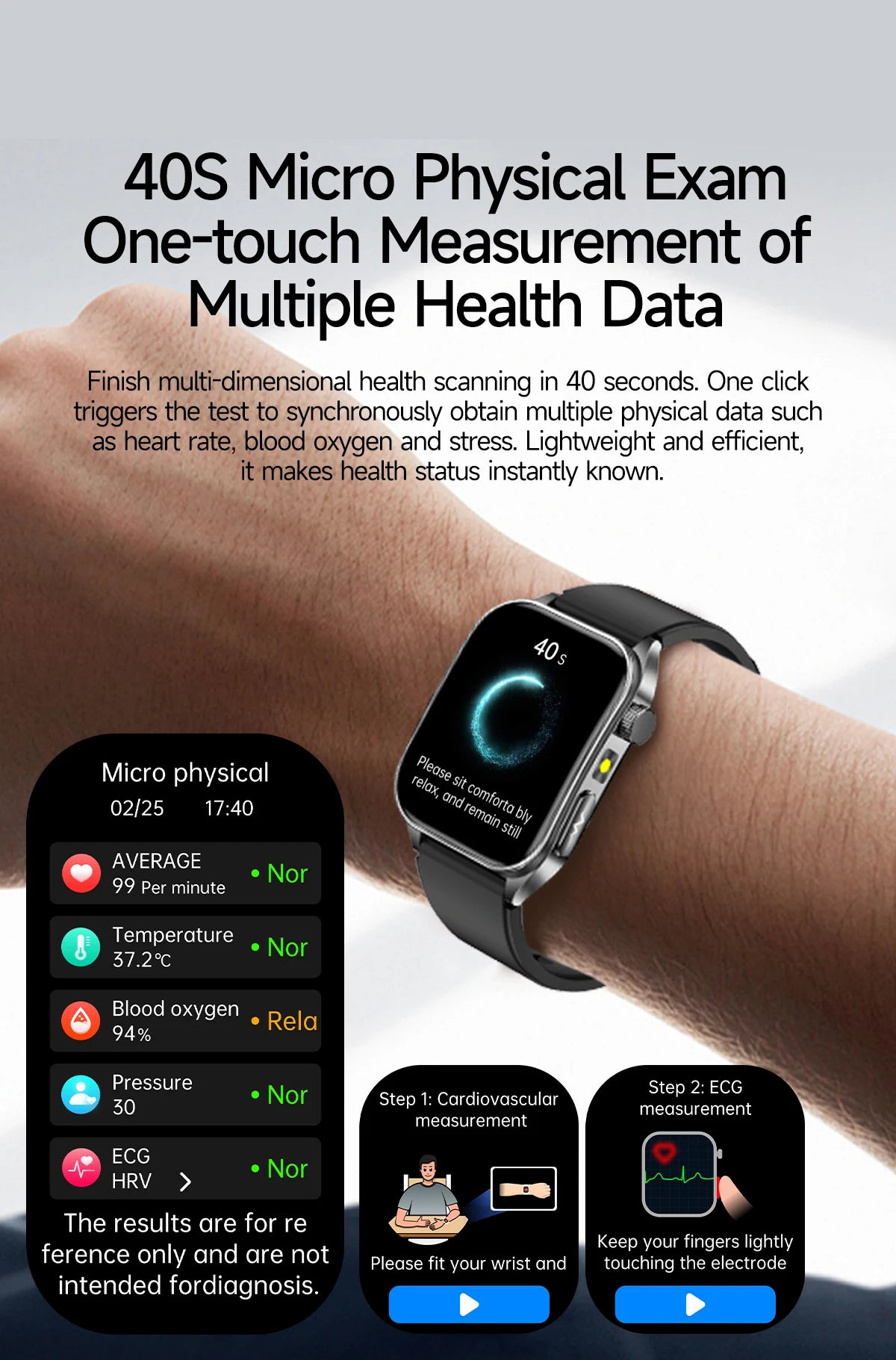 2025New 650nm Laser Conditioning Sapphire Glass Smart Watch Men ECG Heart Rate Micro Physical Exam Health Smartwatch Temperature