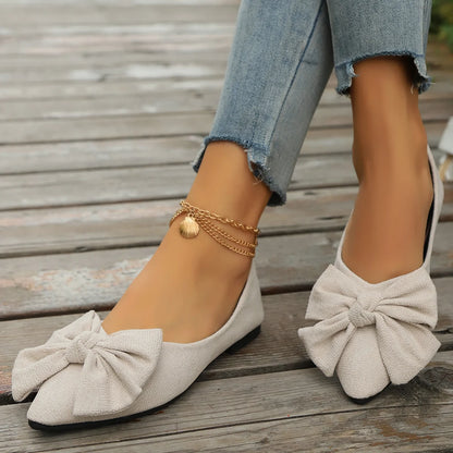 Women Flats Shoes Summer New Bow Pointed Toe Female Loafers Walking Fashion Sneakers Casual Shallow Breathable Shoes for Women